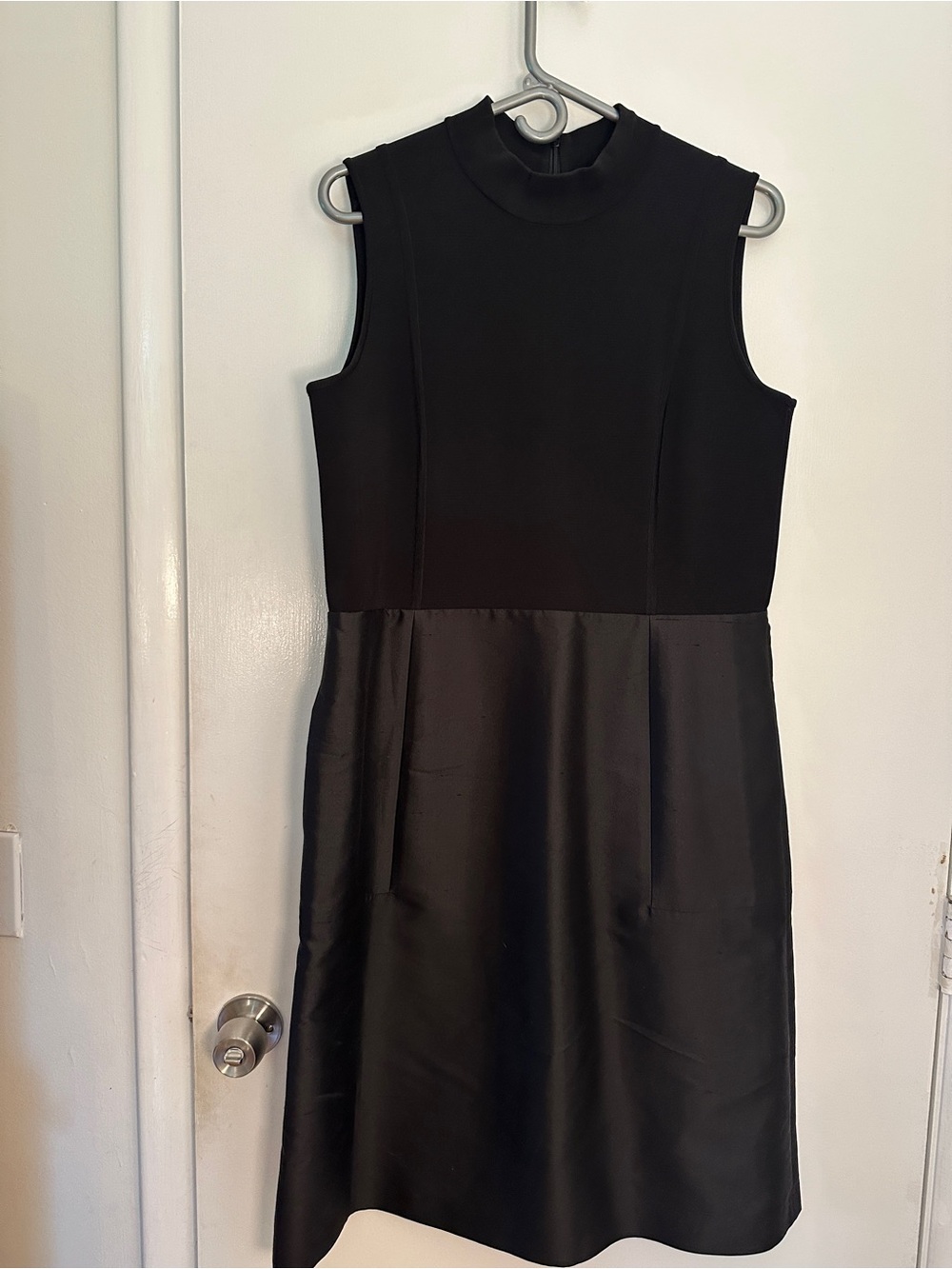 Lafayette 148 New York Sleeveless Black A-Line Mock-Neck Indra Midi Dress